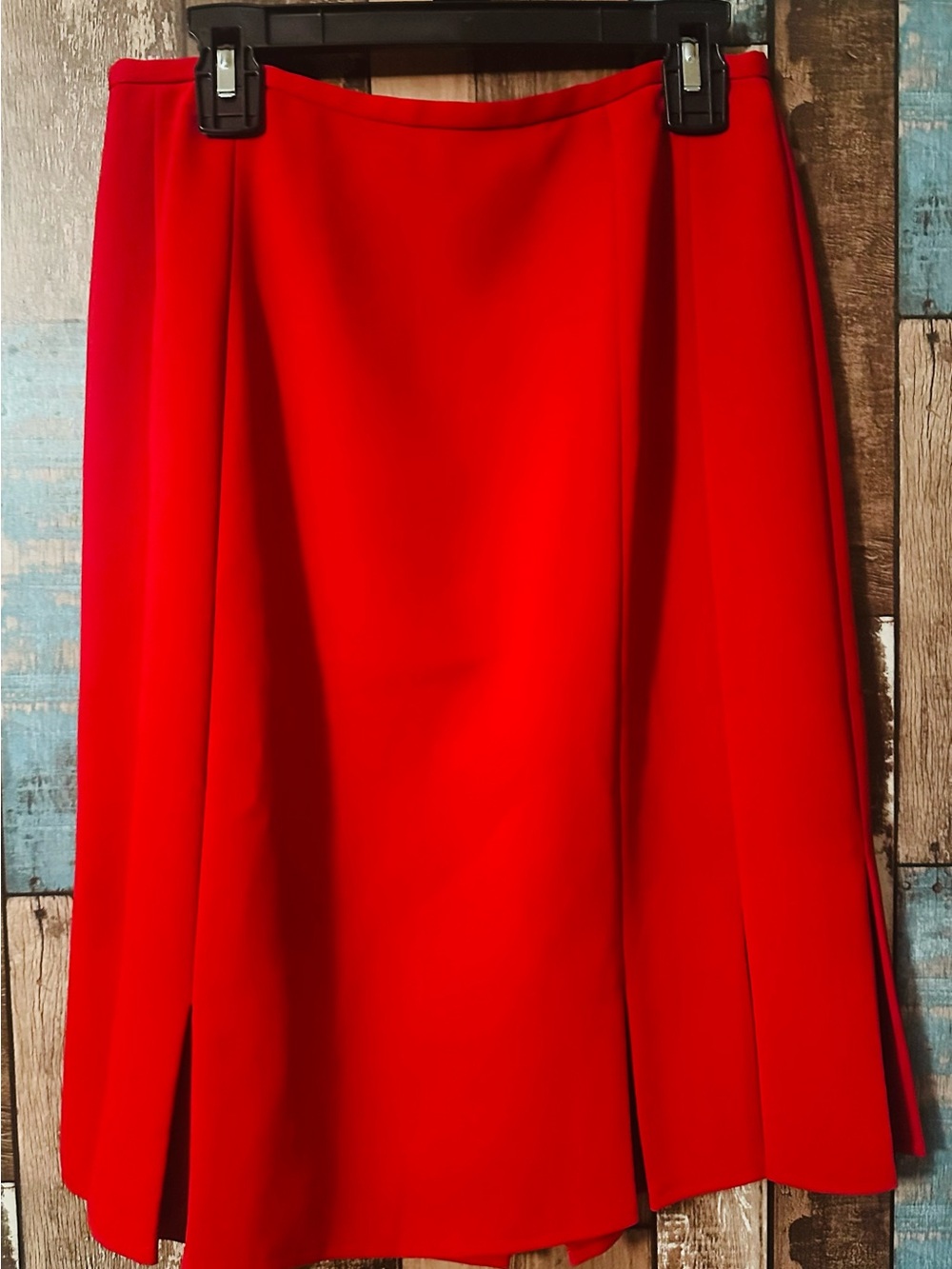 Elegant Red Midi A-Line Skirt
